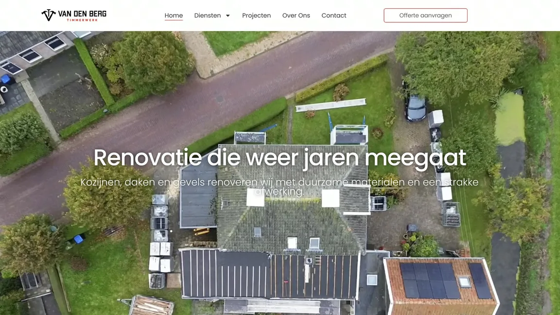 Schermafbeelding van de website: Website bouwbedrijf voor Van den Berg Timmerwerk