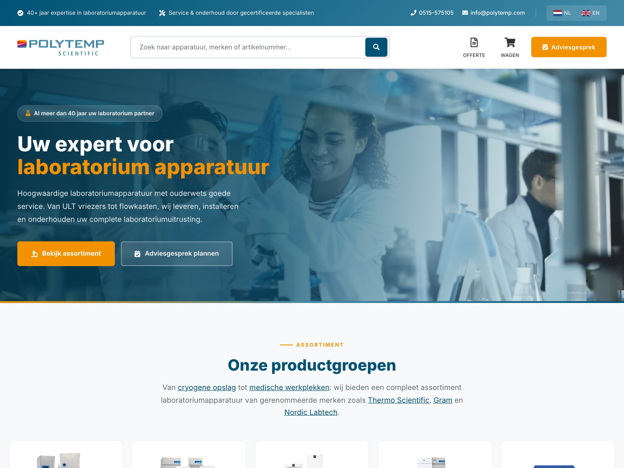 Webshop voor Poly Temp Scientific