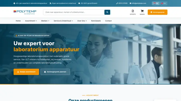 Webshop voor Poly Temp Scientific