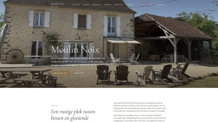Website voor Vakantiehuis Moulin Noix in de Dordogne