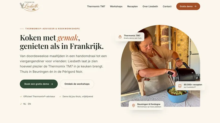 Website voor Cuisine de Liesbeth